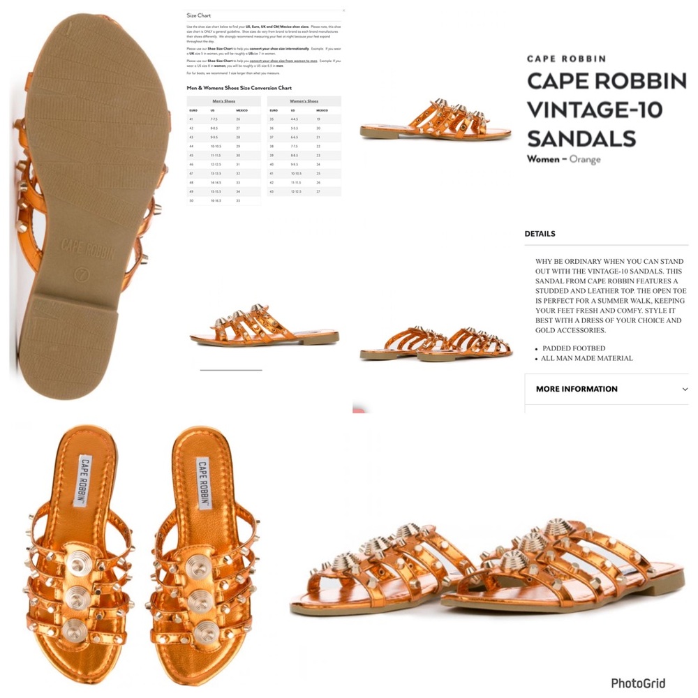 Cape Robbin size 6.5 orange vintage-10 sandals NWT